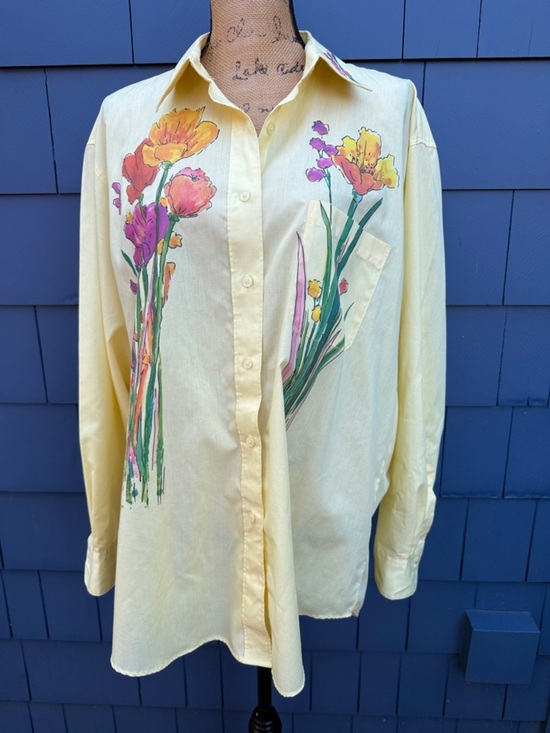 Vintage Other - Vintage Yellow Floral Button-Down Shirt for Men XL